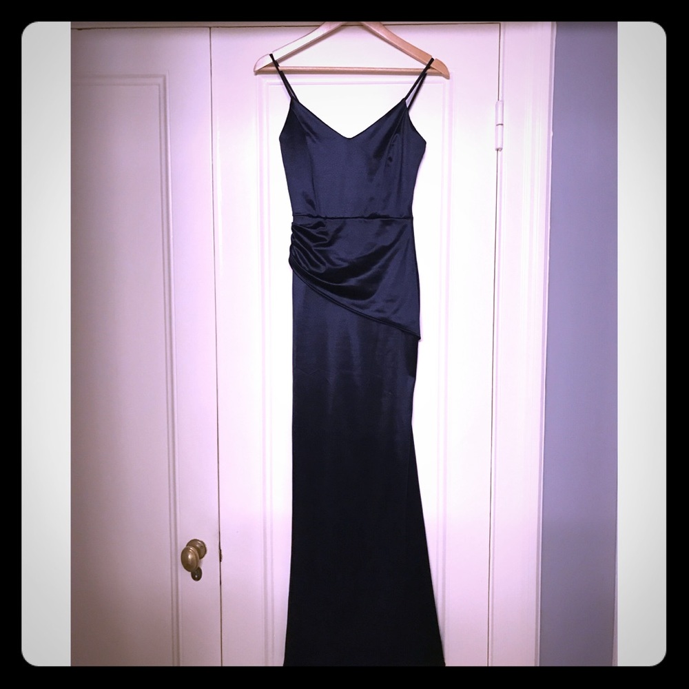 FORMAL DRAPED SATIN GOWN